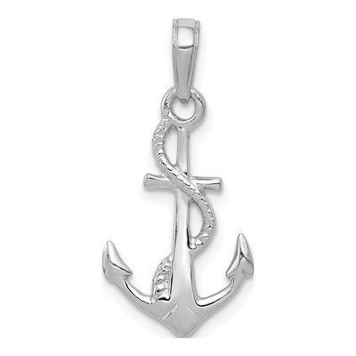 14K White Gold 3-D Anchor Pendant
