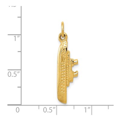 14K Yellow Gold 3-D Cruise Ship Pendant – view 6