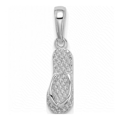 14K White Gold 3-D Hawaii Flip-Flop Pendant