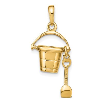 14K Yellow Gold Pail Shovel Pendant – view 4