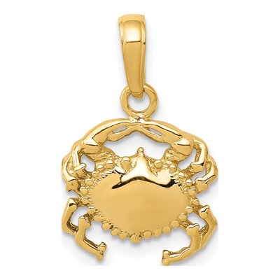 14K Yellow Gold Crab Pendant