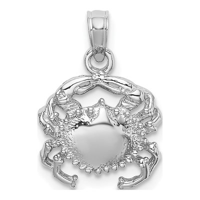 14K White Gold Crab Charm