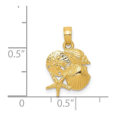 14K Yellow Gold Mini Shell Cluster Pendant – view 4