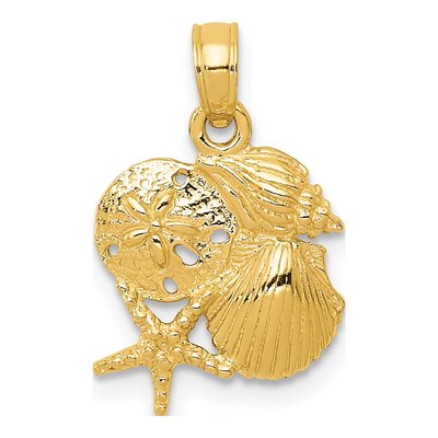 14K Yellow Gold Mini Shell Cluster Pendant