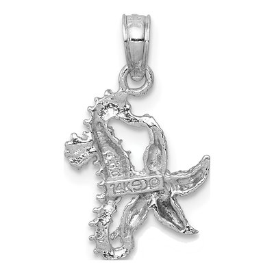14K White Gold Seahorse Starfish Pendant – view 4