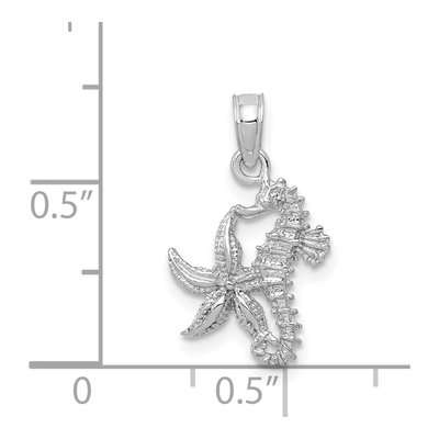 14K White Gold Seahorse Starfish Pendant – view 5