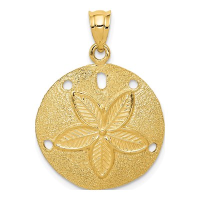 14K Yellow Gold Laser-Cut Sand Dollar Pendant