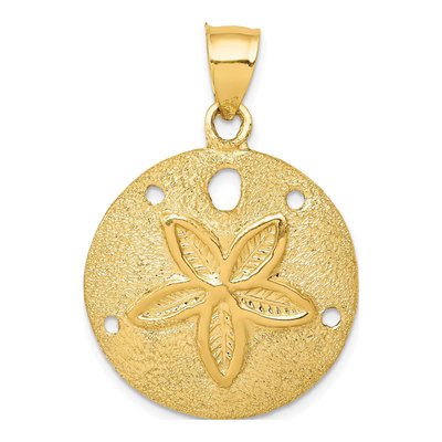 14K Yellow Gold Laser-Cut Sand Dollar Pendant