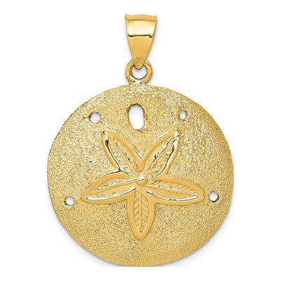 14K Yellow Gold Laser-Cut Sand Dollar Pendant