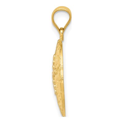 14K Yellow Gold Diamond-Cut Sand Dollar Pendant – view 3