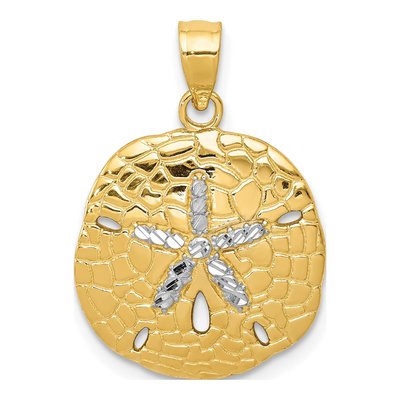 14K Yellow Gold Diamond-Cut Sand Dollar Pendant