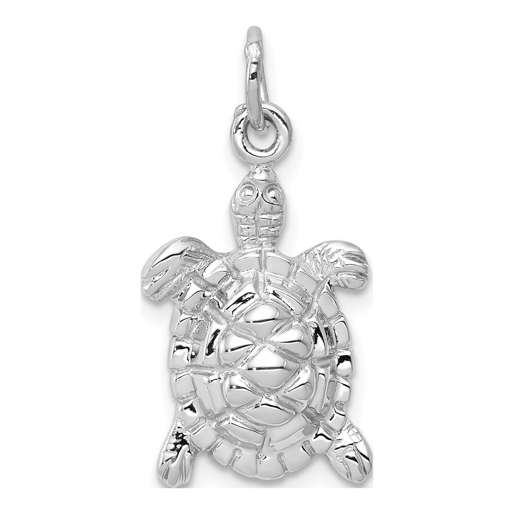 14K White Gold Turtle Pendant