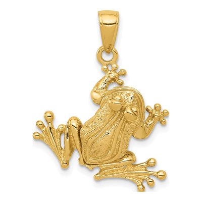 14K Yellow Gold 3-D Frog Pendant