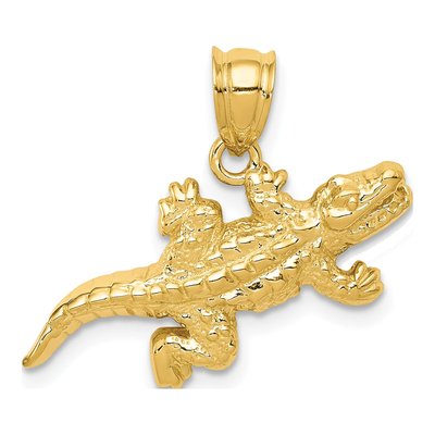 14K Yellow Gold Crocodile Pendant