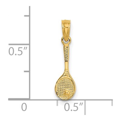 14K Yellow Gold Tennis Racquet Pendant – view 4