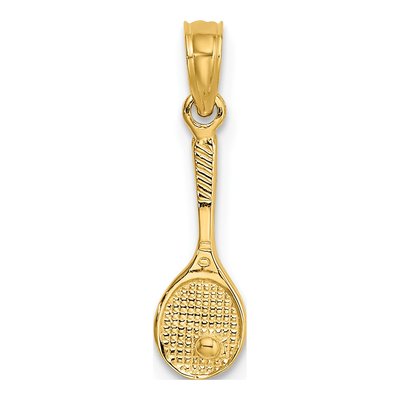 14K Yellow Gold Tennis Racquet Pendant