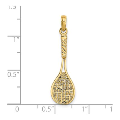 14K Yellow Gold 3-D Tennis Racquet Charm – view 4