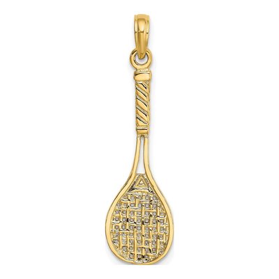 14K Yellow Gold 3-D Tennis Racquet Charm