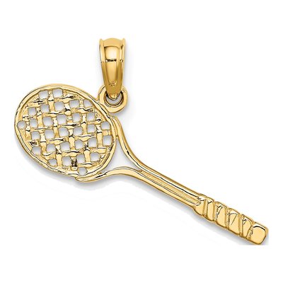 14K Yellow Gold Tennis Racquet Pendant – view 5