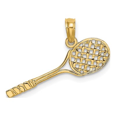 14K Yellow Gold Tennis Racquet Pendant