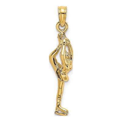 14K Yellow Gold 3D Figure Skater Charm