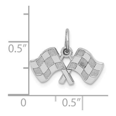 14K White Gold Checkered Flags Pendant – view 4