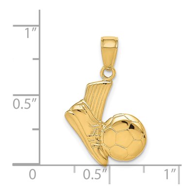 14K Yellow Gold Soccer Shoe Ball Pendant – view 4