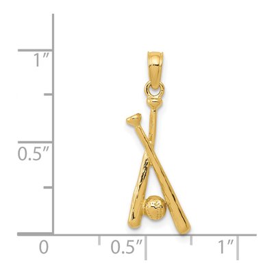14K Yellow Gold Baseball Bats Pendant – view 4