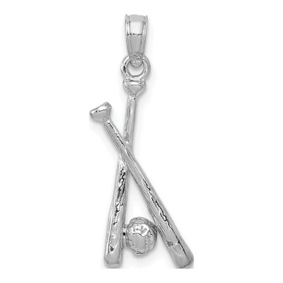 14K White Gold Baseball Bats Pendant