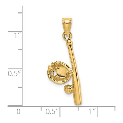 14K Yellow Gold Baseball Glove Bat Charm – view 4