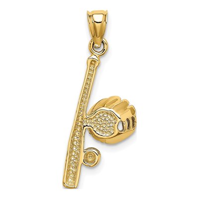 14K Yellow Gold Baseball Glove Bat Charm – view 5