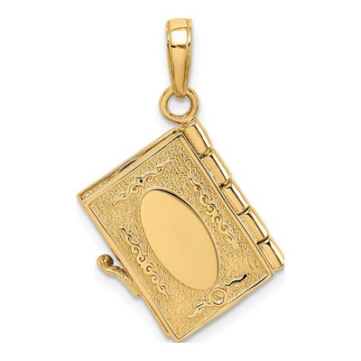 14K Yellow Gold Ten Commandments Book Pendant – view 5