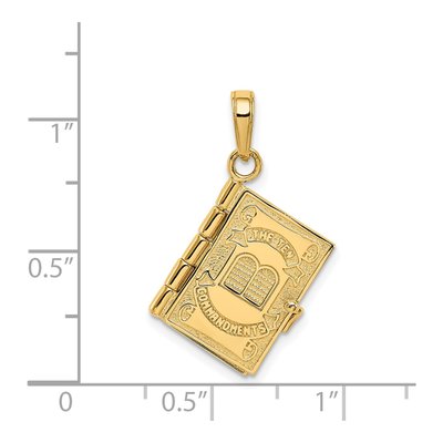 14K Yellow Gold Ten Commandments Book Pendant – view 6
