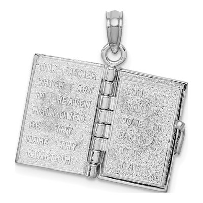 14K White Gold 3D Bible Pendant – view 3
