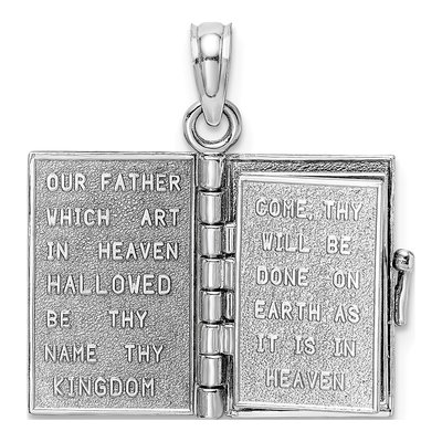 14K White Gold 3D Bible Pendant – view 7