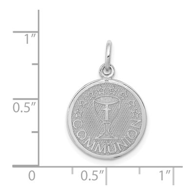 14K White Gold Communion Round Disc Charm – view 4