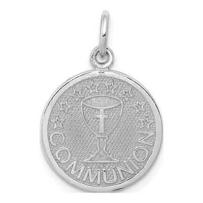 14K White Gold Communion Round Disc Charm