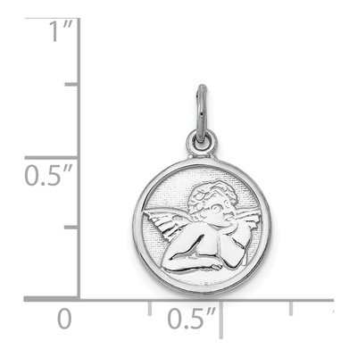 14K White Gold Angel Round Pendant – view 4