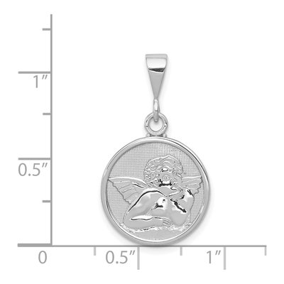 14K White Gold Angel Round Pendant – view 4