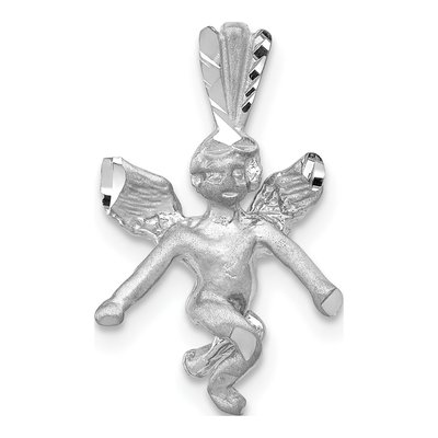 14K White Gold 3-D Angel Pendant