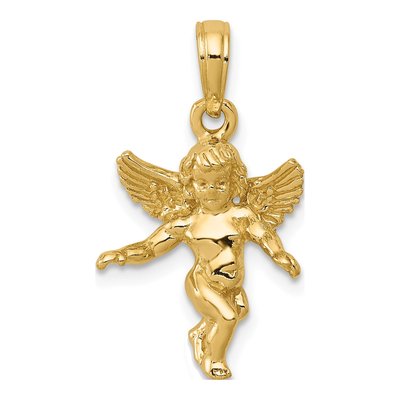 14K Yellow Gold 3-D Angel Pendant