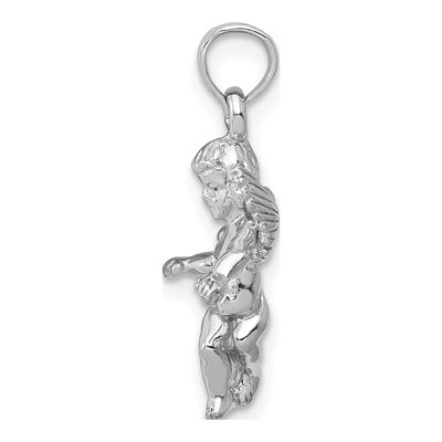 14K White Gold 3D Angel Pendant – view 3