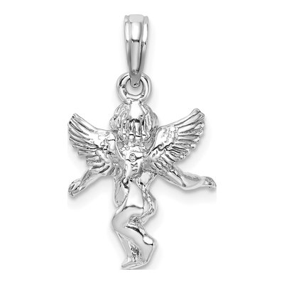 14K White Gold 3D Angel Pendant – view 4