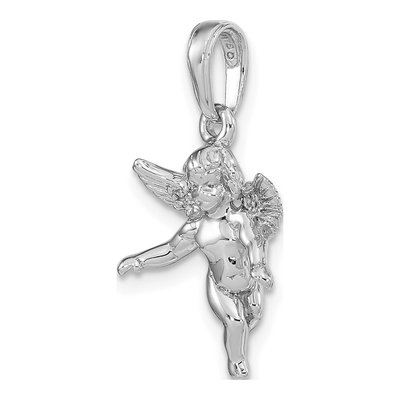 14K White Gold 3D Angel Pendant – view 5