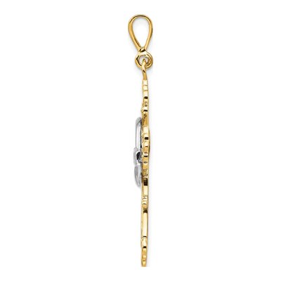 14K Two-Tone Gold Claddagh Cross Pendant – view 3
