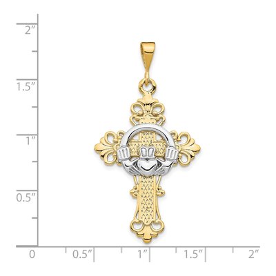 14K Two-Tone Gold Claddagh Cross Pendant – view 4