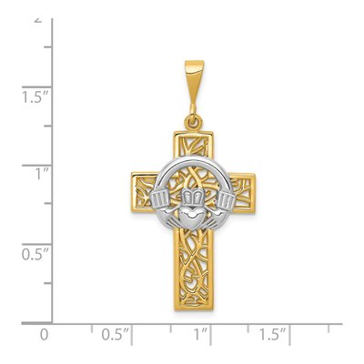 14K Two-Tone Gold Claddagh Cross Pendant – view 4