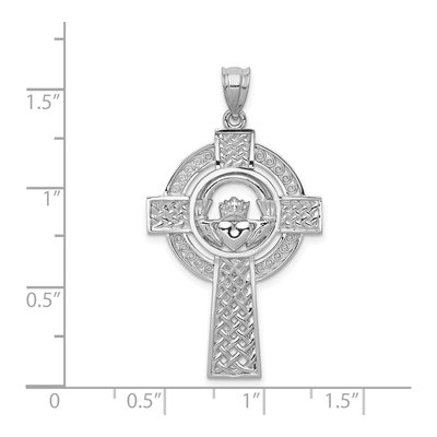 14K White Gold Celtic Claddagh Cross Pendant – view 4