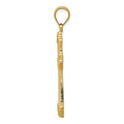 14K Yellow Gold Fleur de Lis Cross Pendant – view 3