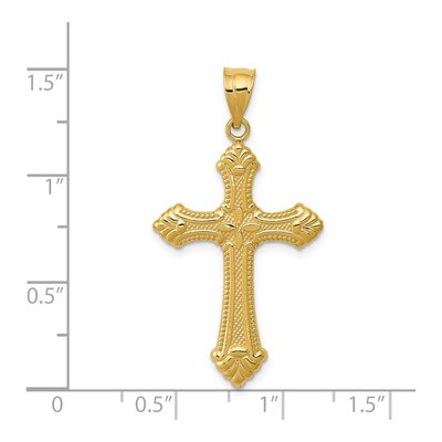 14K Yellow Gold Fleur de Lis Cross Pendant – view 4